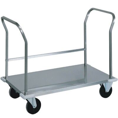 Heavy duty stainless steel transport trolley with double handle. - Forcar