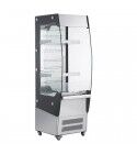 Wall-mounted ventilated refrigerated display case, steel and glass structure. Model: RTS180L