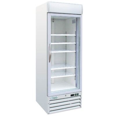 White ventilated freezer cabinet with led light. Model: SNACK420BTG