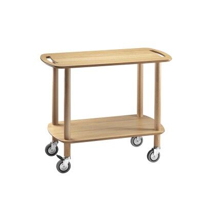 Solid wood CLE service trolley with 2 plywood tops and 95mm wheels - Forcar