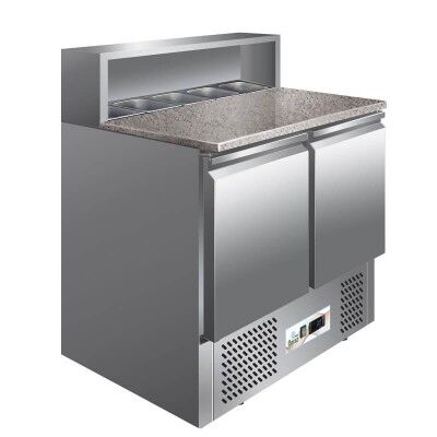 Flat stainless steel static refrigerated saladette in granite GPS900 - Forcar