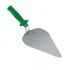Triangular stainless steel pizza scoop.