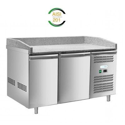 Refrigerated pizza counter with 2 doors, AISI 201 stainless steel. GPZ2600TN-FC - Forcar