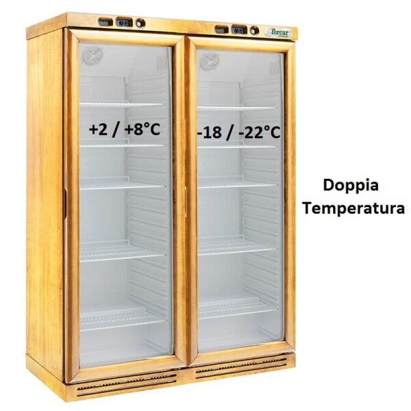 Forcar KL2794 static refrigerated double-temperature wine cellar wooden frame - Forcar Refrigerated