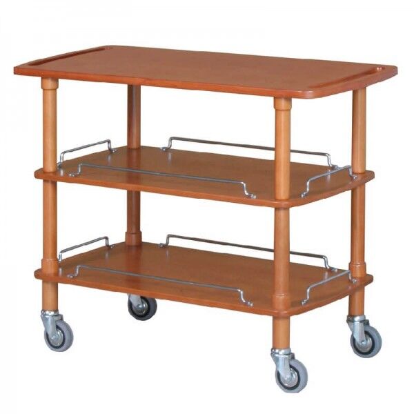 Wooden service cart 110x40 cm. with 3 shelves. CLP2003L40 - Forcar Multiservice
