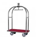 Luggage trolley with carpeted top and coat rack. PV2001