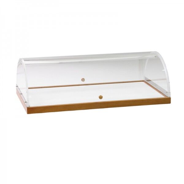 Wood and plexiglass display case accessory for wood and steel carts. - Forcar Multiservice