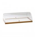 Wood and plexiglass display case accessory for wood and steel carts.