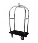 Luggage trolley with carpeted top and coat rack. PV2021