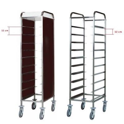 Tray trolley with stainless steel frame for 10 Gastronorm GN 1/1. CA1450 - Forcar