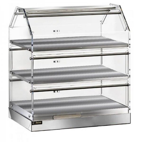 Neutral three-tier display case, stainless steel frame and plexiglass - Forcar Multiservice