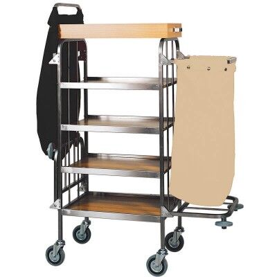 Cleaning trolley and laundry rack with 4 laminated shelves. Model: CA740 - Forcar