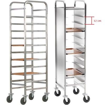 Carrello portavassoi rinforzato inox per 10 vassoi Gastronorm. CA1451R