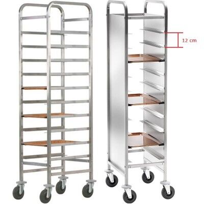 Reinforced stainless steel tray trolley for 10 Gastronorm trays. CA1451R - Forcar