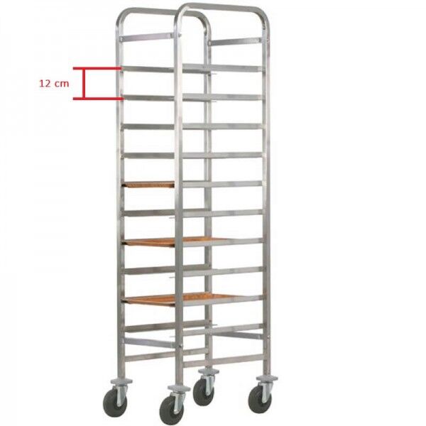 Reinforced stainless steel tray trolley for 10 Gastronorm trays. CA1451R - Forcar Multiservice