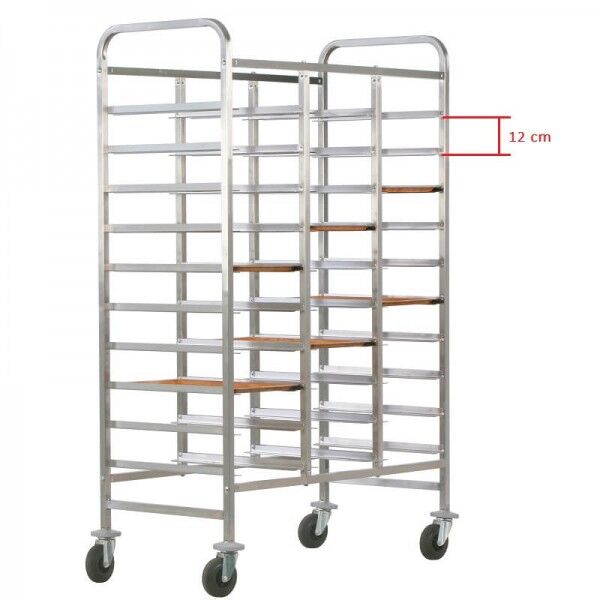 Reinforced stainless steel tray trolley for 30 Gastronorm trays. CA1471R - Forcar Multiservice