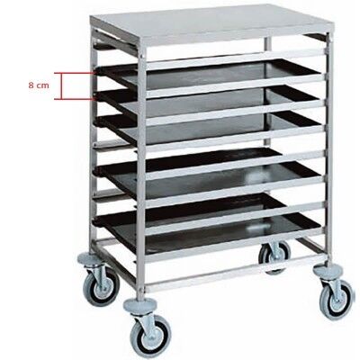 Stainless steel trolley with 8 trays 60x40. CA1483 - Forcar