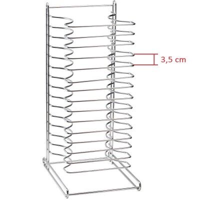 Table-top tray rack with stainless steel frame for round trays. Mod PT15 - Forcar