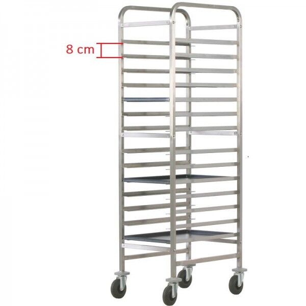 Reinforced pastry rack trolley with 14 shelves. CA1492R - Forcar Multiservice