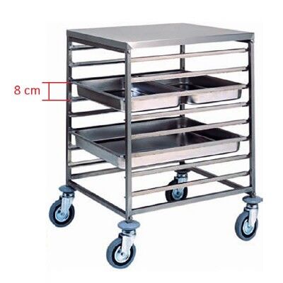 Stainless steel rack trolley for 8 GN 2/1 Gastronorm.  CA1477