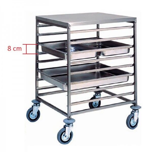Stainless steel rack trolley for 8 GN 2/1 Gastronorm. CA1477 - Forcar Multiservice