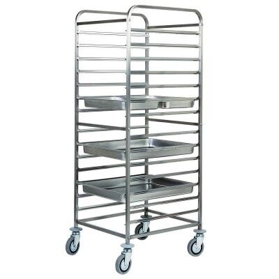 Stainless steel tray trolley for 14 GN 2/1 Gastronorm. CA1476 - Forcar