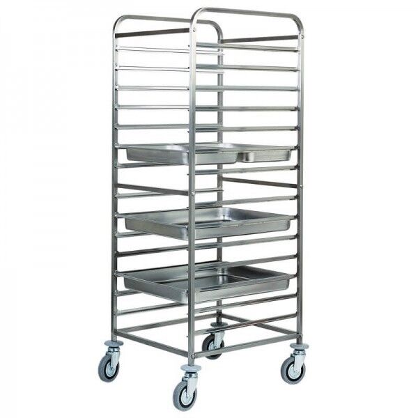 Stainless steel rack trolley for 14 GN 2/1 Gastronorm. CA1476 - Forcar Multiservice