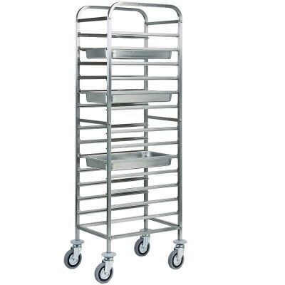 Stainless steel rack trolley for 14 GN 1/1 Gastronorm.  CA1479