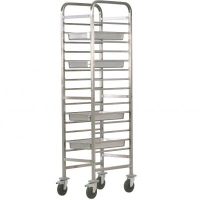 Stainless steel tray trolley for 14 GN 1/1 Gastronorm. CA1489R - Forcar
