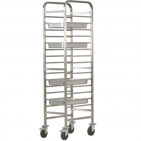 Stainless steel rack trolley for 14 GN 1/1 Gastronorm. CA1489R - Forcar Multiservice