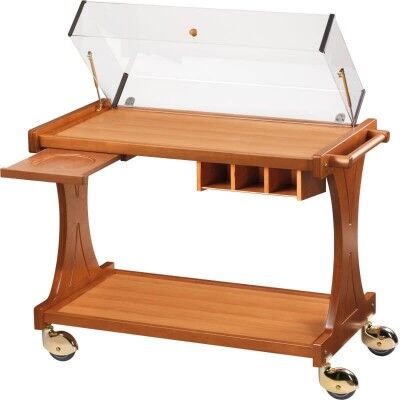 Wooden trolley with plexiglass dome for desserts, cheese and appetizers - Forcar