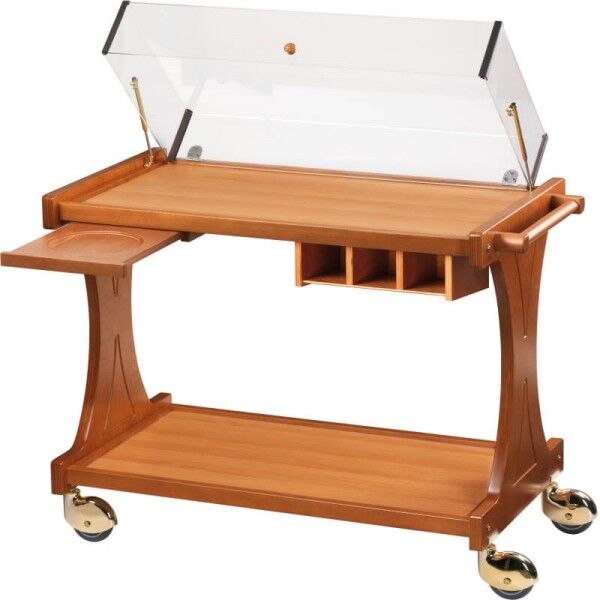 2-tier wooden service cart with plexiglass dome. CL2350 CL2350W - Forcar Multiservice
