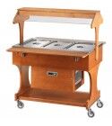 Wooden positive refrigerated display trolley with light dome