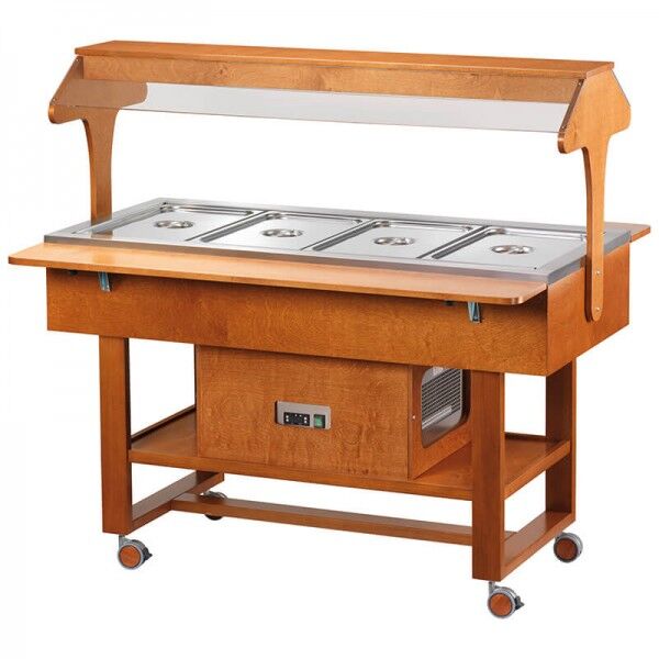 Negative refrigerated wooden display trolley with luminous dome - Forcar Multiservice