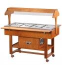Negative refrigerated wooden display trolley with light dome