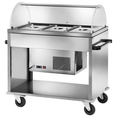 Stainless steel refrigerated display trolley with plexiglass dome. CAR2780 - Forcar