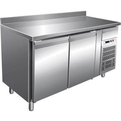 Refrigerated stainless steel -2°/ 8°C snack table with 2 doors and splashback. GSnack2200TN - Forcar