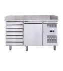 Refrigerated table and pizza counter, ventilated single door and AISI201 steel drawers. GPZ1610TN-FC