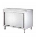 Inox cabinet table, with sliding doors and depth 60 cm