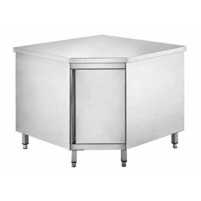 Corner cabinet table in stainless steel 90x60 cm - Forcar