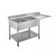 Stainless steel cantilever sink with two bowls. Depth 70 cm - Forcar Inox