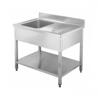 Open stainless steel sink with one basin, depth 60 cm - Forcar