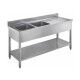 Stainless steel open sink with two bowls, depth 60 cm - Forcar Inox