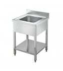 Open stainless steel sink with one bowl, no drainer