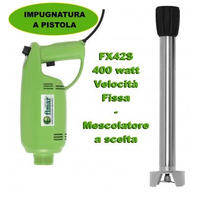 Professional fixed speed immersion mixer with pistol grip. 400 Watts, Green. FX42S Series - Fimar