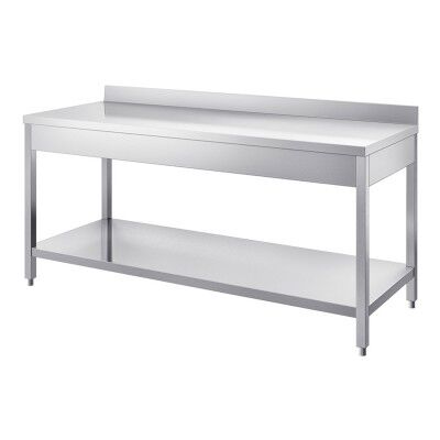 Neutral stainless steel table, depth 60 cm, with splashback - Forcar
