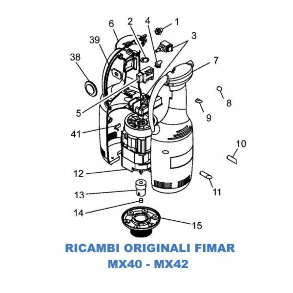 Exploded view for spare parts for Mixer Fimar MX40 - MX42 - Fimar