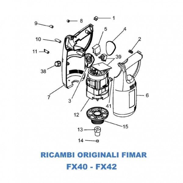 Exploded view for spare parts for Mixer Fimar FX40 - FX42 - Fimar
