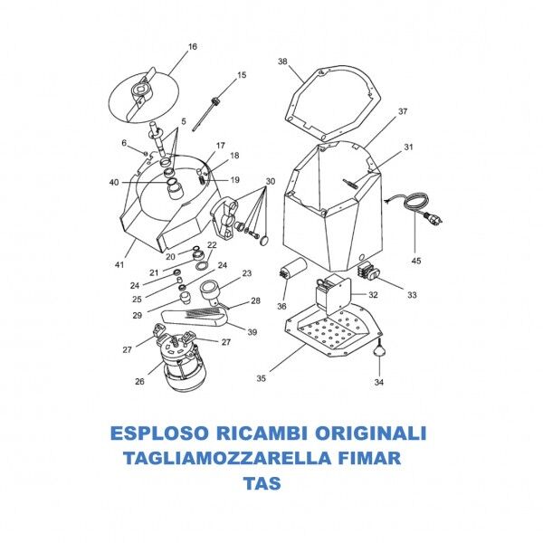 Exploded view spare parts for Fimar TAS series cheese cutter - Fimar