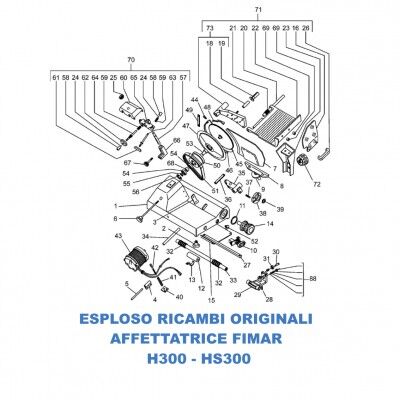 Exploded spare parts for Fimar H300 - HS300 - Fimar Slicers